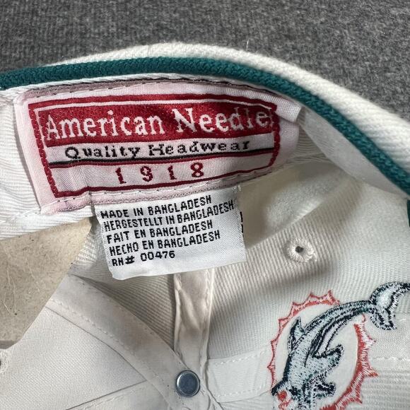 Miami Dolphins Men's Hat Cap Strap Back White Teal NFL Football Script Throwback - Picture 7 of 11